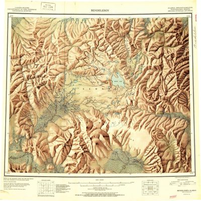 YellowMaps Bendeleben AK topo map, 1:250000 Scale, 1 X 3 Degree, Historical, 1951, 22.8 x 24.4 in - Polypropylene