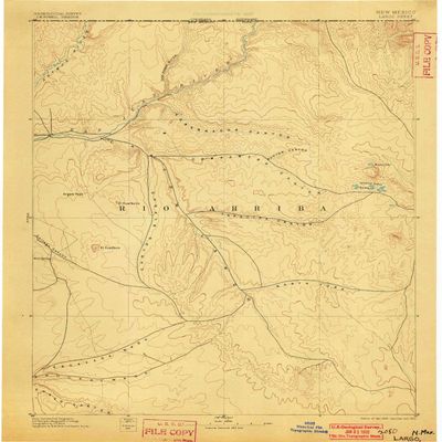 YellowMaps Largo NM topo map, 1:250000 Scale, 1 X 1 Degree, Historical, 1895, Updated 1902, 19.6 x 16.4 in - Tyvek