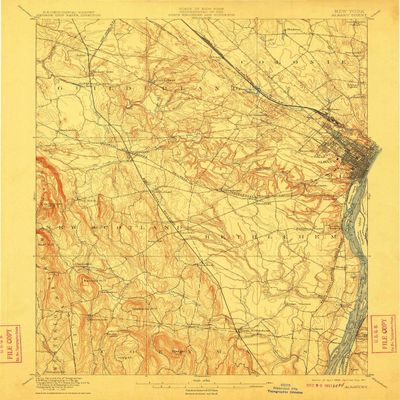 YellowMaps Albany NY topo map, 1:62500 Scale, 15 X 15 Minute, Historical, 1898, Updated 1911, 19.7 x 15.6 in - Tyvek