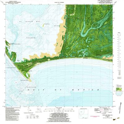 YellowMaps Cape San Blas FL topo map, 1:24000 Scale, 7.5 X 7.5 Minute, Historical, 1982, Updated 1984, 27.7 x 23 in - Tyvek