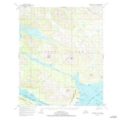 YellowMaps Afognak A 3 AK topo map, 1:63360 Scale, 15 X 15 Minute, Historical, 1952, Updated 1984, 21.7 x 18 in - Polypropylene