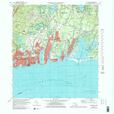 YellowMaps Falmouth MA topo map, 1:25000 Scale, 7.5 X 7.5 Minute, Historical, 1972, Updated 1979, 26.8 x 22 in - Polypropylene