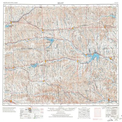 YellowMaps Beloit KS topo map, 1:250000 Scale, 1 X 2 Degree, Historical, 1955, Updated 1977, 21.96 x 29.47 in - Tyvek