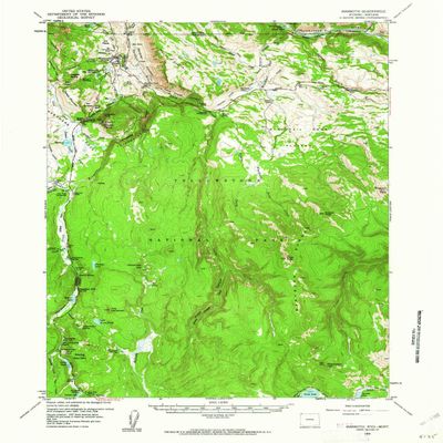 YellowMaps Mammoth WY topo map, 1:62500 Scale, 15 X 15 Minute, Historical, 1958, Updated 1962, 20.7 x 16.2 in - Tyvek