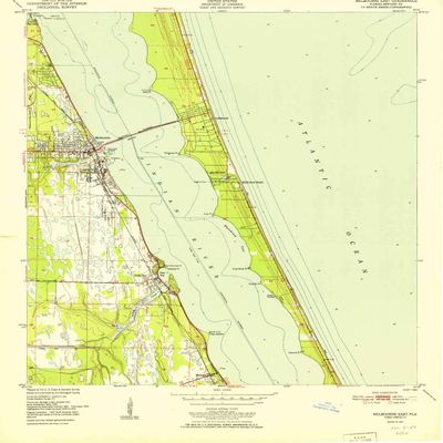 Melbourne East FL topo map, 1:24000 Scale, 7.5 X 7.5 Minute, Historical, 1951, 27 x 22.9 in - Polypropylene