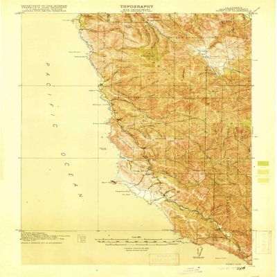 YellowMaps Point Sur CA topo map, 1:62500 Scale, 15 X 15 Minute, Historical, 1918, 22.3 x 17 in - Polypropylene