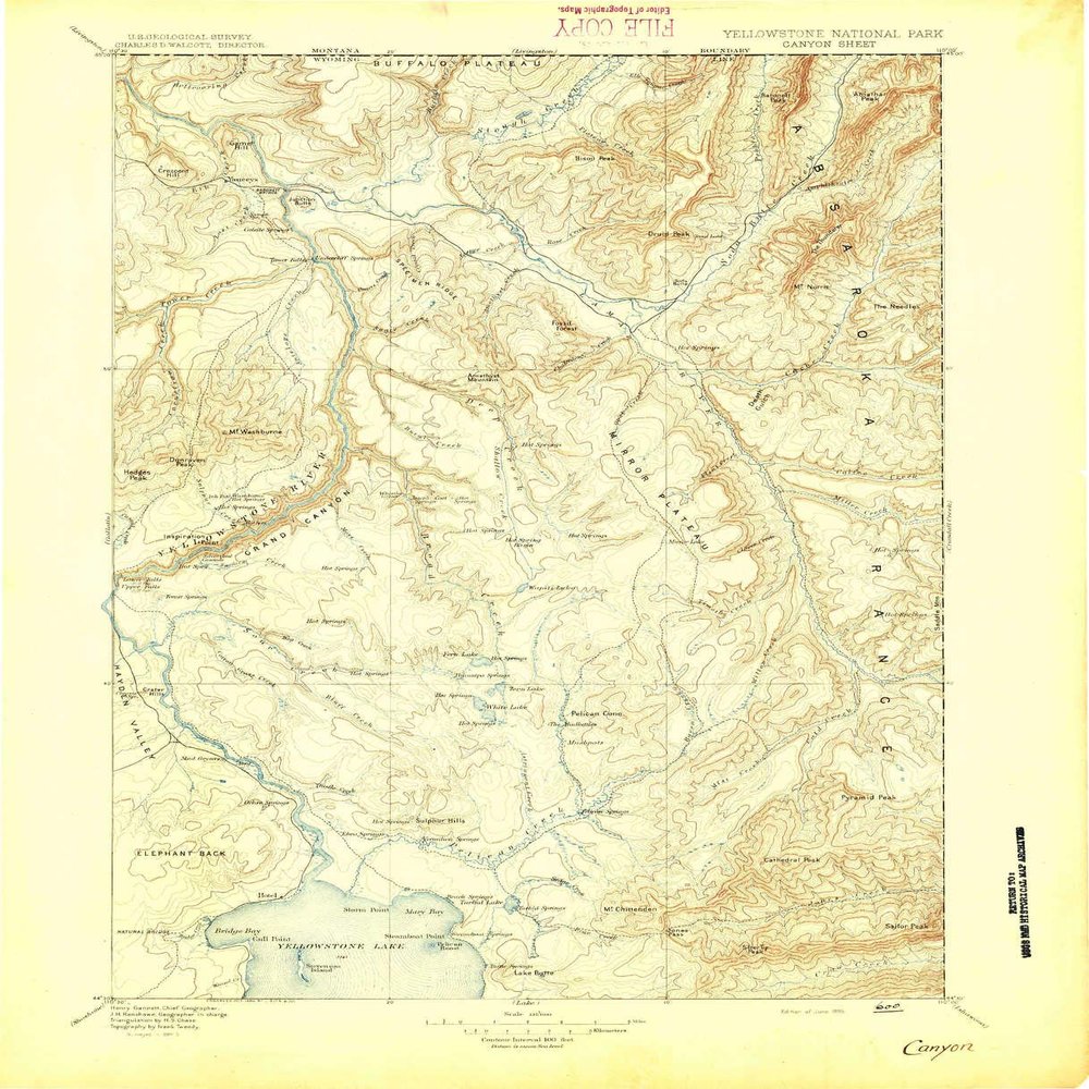 YellowMaps Canyon WY topo map, 1:125000 Scale, 30 X 30 Minute, Historical, 1895, 20.2 x 16.4 in - Polypropylene
