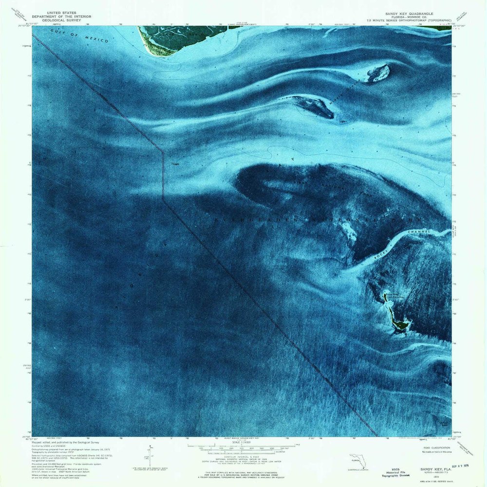 YellowMaps Sandy Key FL topo map, 1:24000 Scale, 7.5 X 7.5 Minute, Historical, 1972, Updated 1976, 26.9 x 24 in - Polypropylene