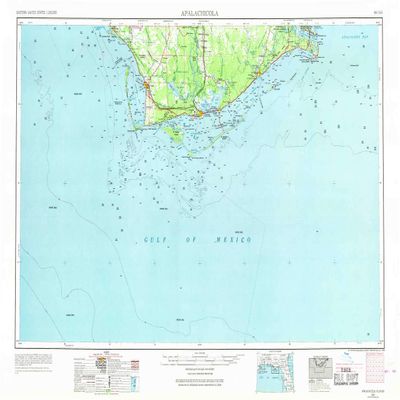 YellowMaps Apalachicola FL topo map, 1:250000 Scale, 1 X 2 Degree, Historical, 1957, Updated 1968, 22.1 x 34.1 in - Tyvek