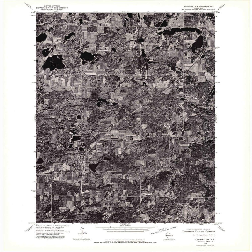 YellowMaps Frederic NW WI topo map, 1:24000 Scale, 7.5 X 7.5 Minute, Historical, 1974, Updated 1976, 27.29 x 22.49 in - Tyvek
