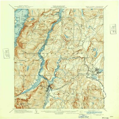 YellowMaps Whitehall NY topo map, 1:62500 Scale, 15 X 15 Minute, Historical, 1902, Updated 1942, 20.8 x 17 in - Polypropylene