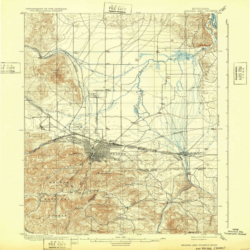 YellowMaps Helena and Vicinity MT topo map, 1:62500 Scale, 15 X 15 Minute, Historical, 1899, Updated 1932, 19.9 x 15.7 in - Polypropylene