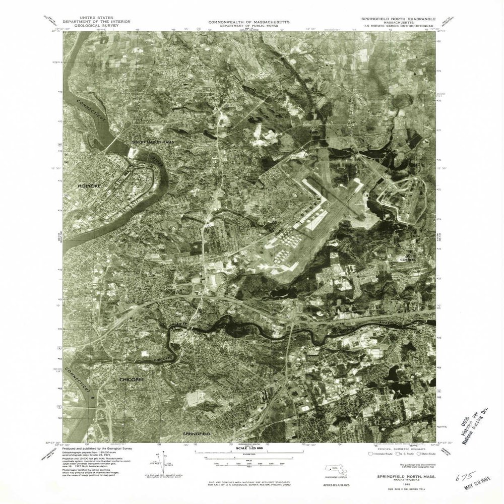 YellowMaps Springfield North MA topo map, 1:25000 Scale, 7.5 X 7.5 Minute, Historical, 1975, Updated 1981, 26.8 x 22 in - Polypropylene