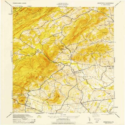 YellowMaps Arendtsville PA topo map, 1:24000 Scale, 7.5 X 7.5 Minute, Historical, 1944, Updated 1956, 26.99 x 21.69 in - Tyvek