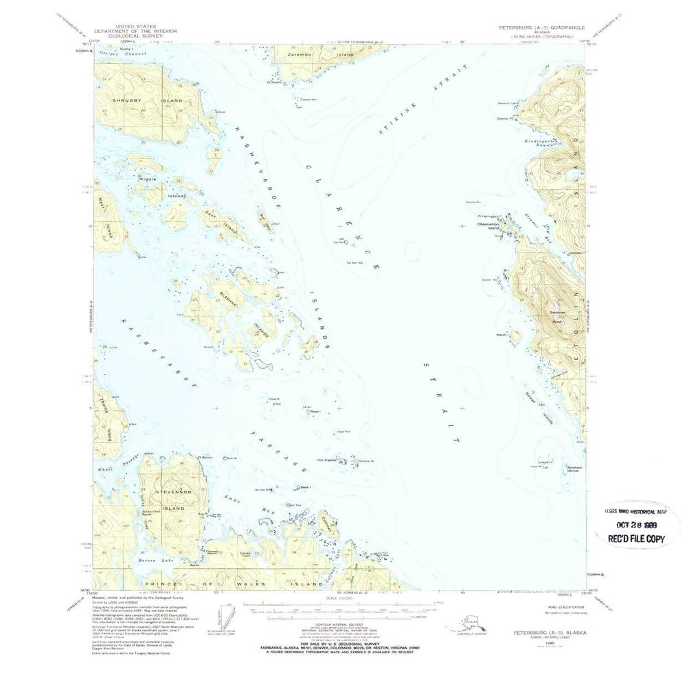 YellowMaps Petersburg A 3 AK topo map, 1:63360 Scale, 15 X 15 Minute, Historical, 1949, Updated 1975, 21.7 x 18 in - Tyvek