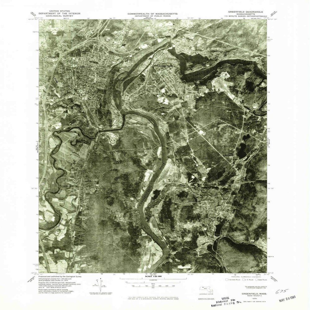 YellowMaps Greenfield MA topo map, 1:25000 Scale, 7.5 X 7.5 Minute, Historical, 1975, Updated 1981, 26.7 x 22 in - Tyvek