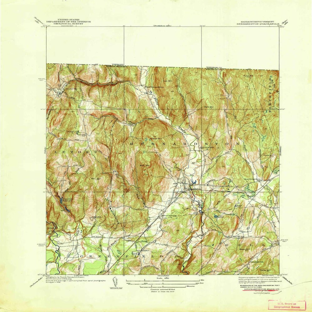 YellowMaps Bernardston MA topo map, 1:31680 Scale, 7.5 X 7.5 Minute, Historical, 1941, 21.7 x 17 in - Polypropylene