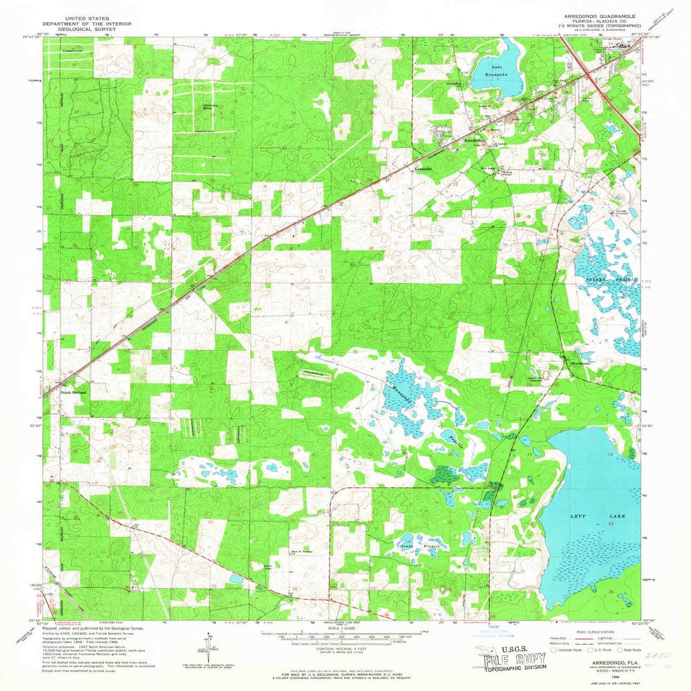 YellowMaps Arredondo FL topo map, 1:24000 Scale, 7.5 X 7.5 Minute, Historical, 1966, Updated 1967, 26.9 x 23 in - Polypropylene