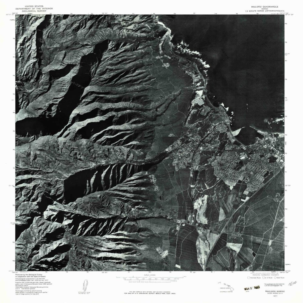 YellowMaps Wailuku HI topo map, 1:24000 Scale, 7.5 X 7.5 Minute, Historical, 1977, Updated 1981, 26.8 x 24 in - Tyvek