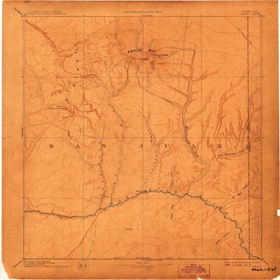 YellowMaps Abajo CO topo map, 1:250000 Scale, 1 X 1 Degree, Historical, 1893, Updated 1908, 20.2 x 16.5 in - Polypropylene