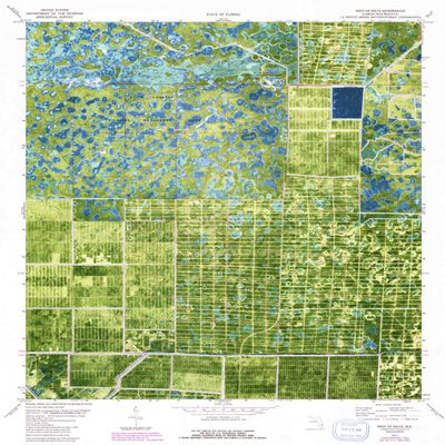 YellowMaps West of Delta FL topo map, 1:24000 Scale, 7.5 X 7.5 Minute, Historical, 1971, Updated 1993, 26.8 x 23 in - Polypropylene