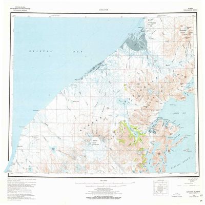 YellowMaps Chignik AK topo map, 1:250000 Scale, 1 X 2 Degree, Historical, 1963, Updated 1977, 23.1 x 27.4 in - Tyvek