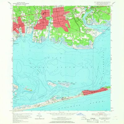 YellowMaps Bay Shore East NY topo map, 1:24000 Scale, 7.5 X 7.5 Minute, Historical, 1955, Updated 1957, 27 x 22 in - Tyvek