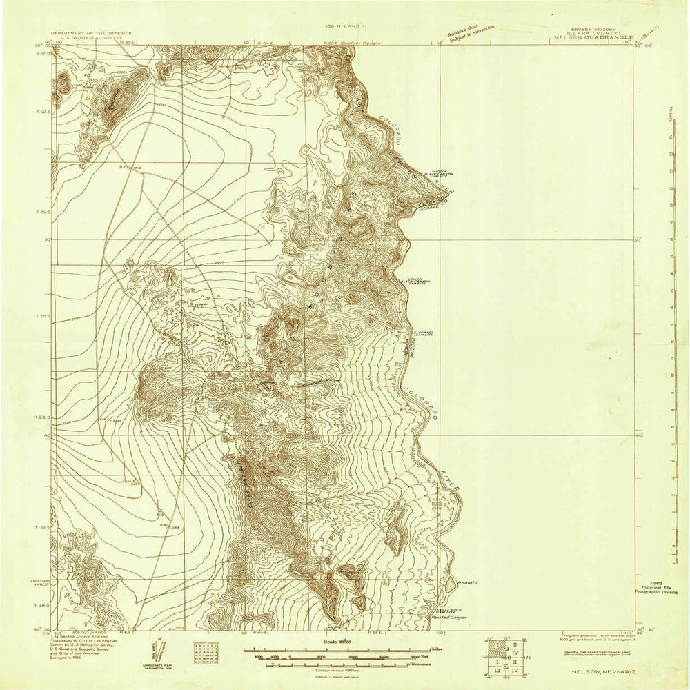 Nelson NV topo map, 1:96000 Scale, 30 X 30 Minute, Historical, 1926, 26.8 x 22 in - Polypropylene