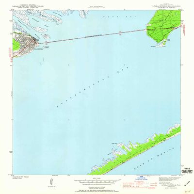 YellowMaps Apalachicola FL topo map, 1:24000 Scale, 7.5 X 7.5 Minute, Historical, 1943, Updated 1960, 26.8 x 22.9 in - Polypropylene