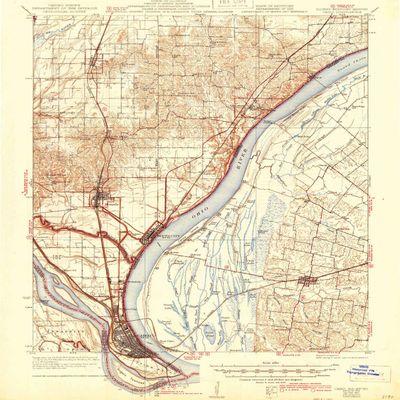 YellowMaps Cairo IL topo map, 1:62500 Scale, 15 X 15 Minute, Historical, 1933, Updated 1944, 20.8 x 16.7 in - Tyvek