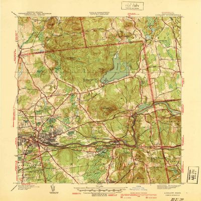 Ludlow MA topo map, 1:31680 Scale, 7.5 X 7.5 Minute, Historical, 1939, 20.9 x 15.8 in - Polypropylene