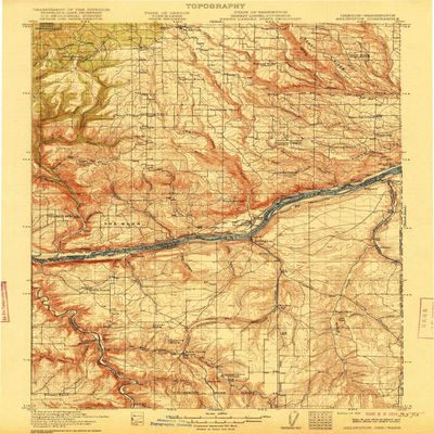YellowMaps Arlington OR topo map, 1:125000 Scale, 30 X 30 Minute, Historical, 1916, Updated 1916, 19.8 x 14.4 in - Polypropylene