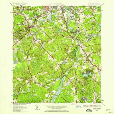 YellowMaps Billerica MA topo map, 1:24000 Scale, 7.5 X 7.5 Minute, Historical, 1950, Updated 1958, 26.8 x 21.9 in - Tyvek