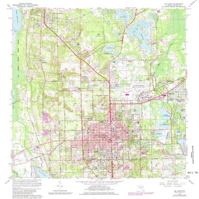 YellowMaps De Land FL topo map, 1:24000 Scale, 7.5 X 7.5 Minute, Historical, 1964, Updated 1981, 26.8 x 23 in - Polypropylene