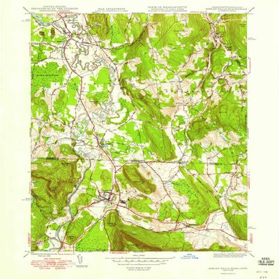 YellowMaps Ashley Falls MA topo map, 1:24000 Scale, 7.5 X 7.5 Minute, Historical, 1948, 26.8 x 21.9 in - Tyvek
