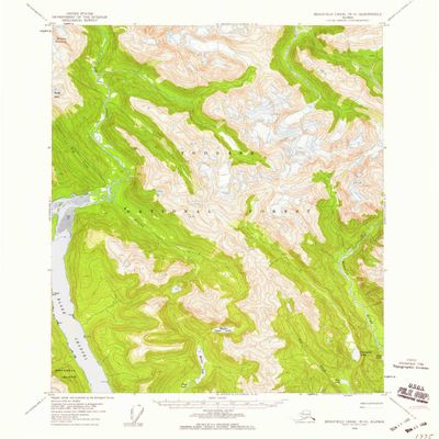 YellowMaps Bradfield Canal B 6 AK topo map, 1:63360 Scale, 15 X 15 Minute, Historical, 1955, Updated 1959, 20.7 x 17 in - Polypropylene
