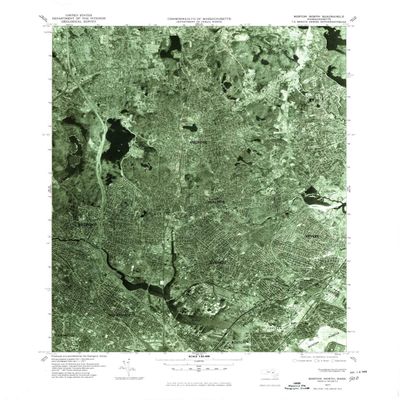 YellowMaps Boston North MA topo map, 1:25000 Scale, 7.5 X 7.5 Minute, Historical, 1977, Updated 1980, 26.8 x 22 in - Polypropylene