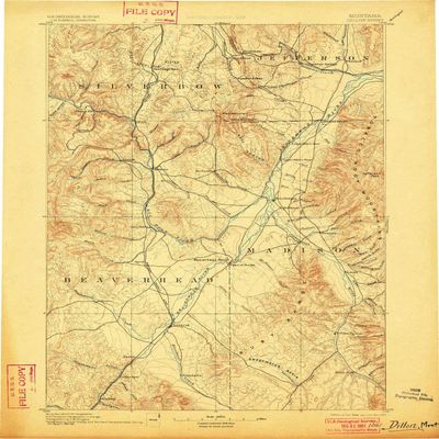 Dillon MT topo map, 1:250000 Scale, 1 X 1 Degree, Historical, 1893, Updated 1901, 19.9 x 16.1 in - Polypropylene