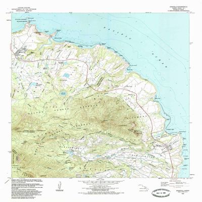 YellowMaps Anahola HI topo map, 1:24000 Scale, 7.5 X 7.5 Minute, Historical, 1984, Updated 1986, 27.9 x 24 in - Tyvek