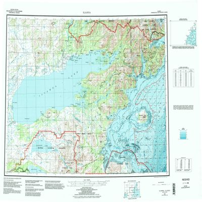 YellowMaps Iliamna AK topo map, 1:250000 Scale, 1 X 3 Degree, Historical, 1957, Updated 1986, 23.1 x 34.3 in - Polypropylene