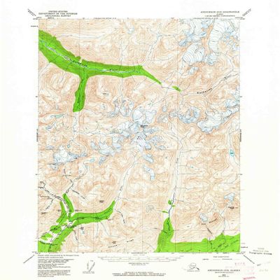 YellowMaps Anchorage D 6 AK topo map, 1:63360 Scale, 15 X 15 Minute, Historical, 1950, Updated 1962, 20.8 x 17.1 in - Tyvek