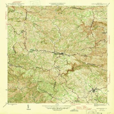 YellowMaps Barranquitas PR topo map, 1:30000 Scale, 7.5 X 7.5 Minute, Historical, 1946, 21.3 x 19.9 in - Tyvek