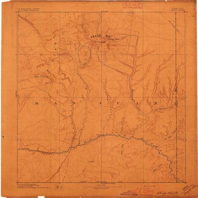 YellowMaps Abajo CO topo map, 1:250000 Scale, 1 X 1 Degree, Historical, 1893, 20.3 x 16.5 in - Polypropylene