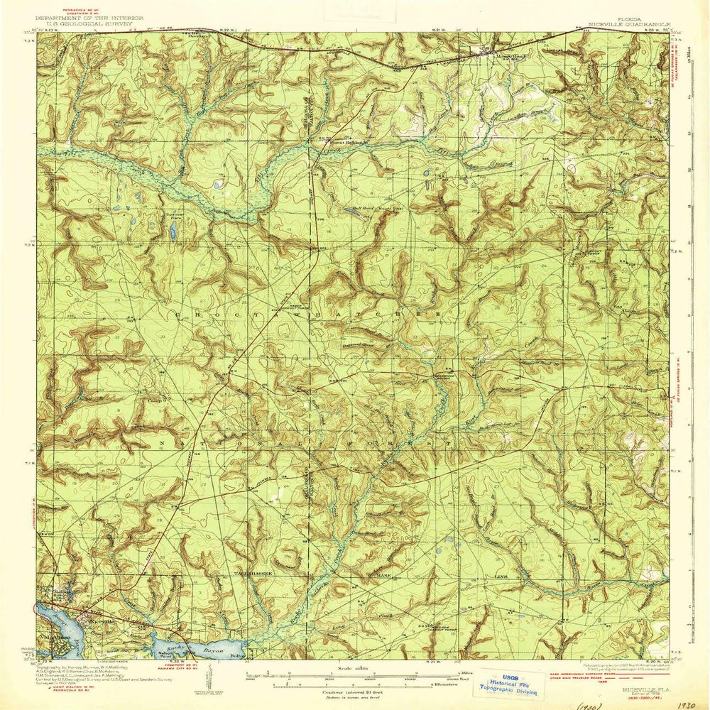 YellowMaps Niceville FL topo map, 1:62500 Scale, 15 X 15 Minute, Historical, 1936, 19.8 x 16.9 in - Tyvek
