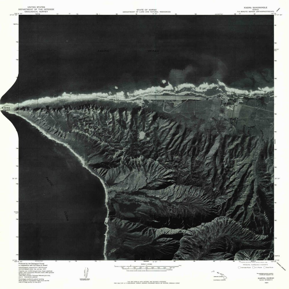 YellowMaps Kaena HI topo map, 1:24000 Scale, 7.5 X 7.5 Minute, Historical, 1977, Updated 1984, 26.7 x 24 in - Tyvek