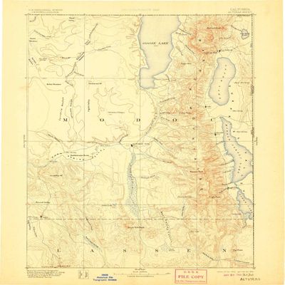 YellowMaps Alturas CA topo map, 1:250000 Scale, 1 X 1 Degree, Historical, 1892, Updated 1906, 19.7 x 16.7 in - Polypropylene