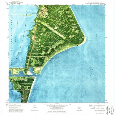 YellowMaps Cape Canaveral FL topo map, 1:24000 Scale, 7.5 X 7.5 Minute, Historical, 1976, Updated 1987, 26.8 x 24 in - Polypropylene