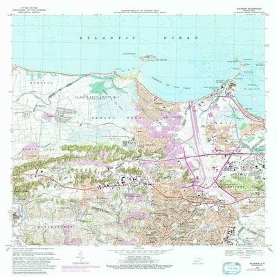 YellowMaps Bayamon PR topo map, 1:20000 Scale, 7.5 X 7.5 Minute, Historical, 1969, Updated 1988, 32.8 x 28.6 in - Tyvek