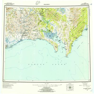 YellowMaps Solomon AK topo map, 1:250000 Scale, 1 X 3 Degree, Historical, 1950, Updated 1956, 22.8 x 25.8 in - Tyvek