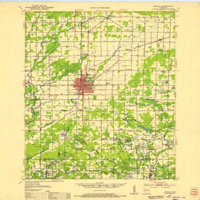 YellowMaps Antigo WI topo map, 1:48000 Scale, 15 X 15 Minute, Historical, 1952, Updated 1954, 27.18 x 21.5 in - Polypropylene
